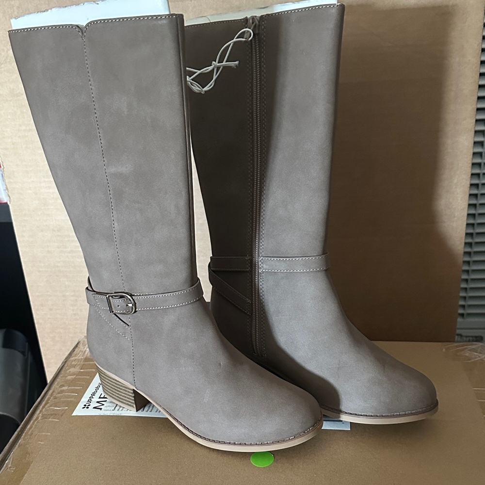 The Children's Place Taupe Knee-High Buckle Boots